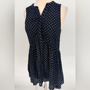 Anthropologie Black and White Polka Dot Tank Tunic Top